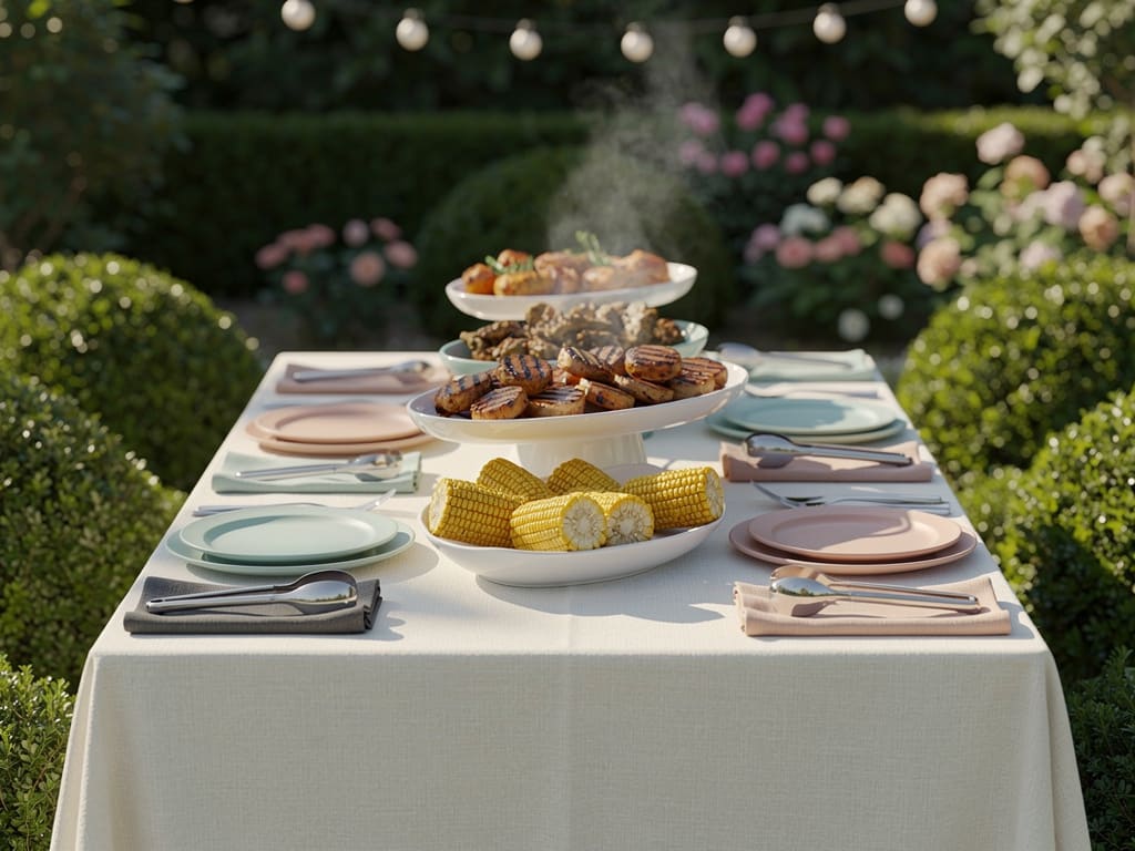 Buffet con contorni alla brace e pannocchie grigliate